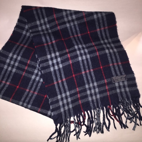 BURBERRY navy & red nova check LAMBSWOOL scarf - Picture 2 of 13